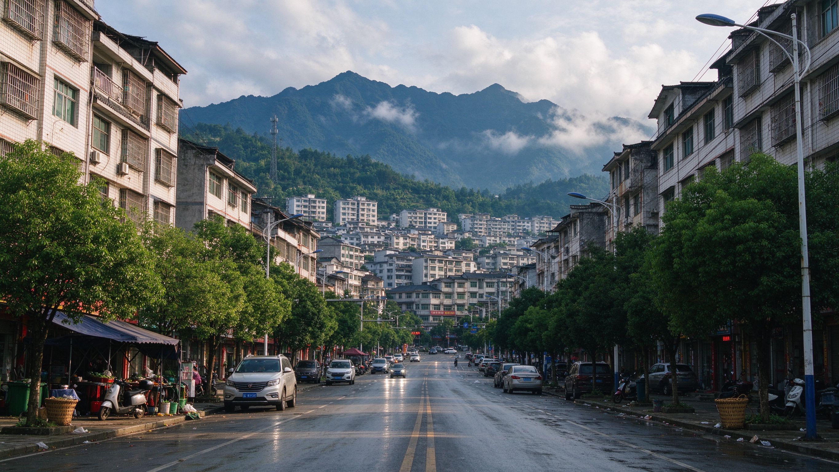 商城县依山小城街景