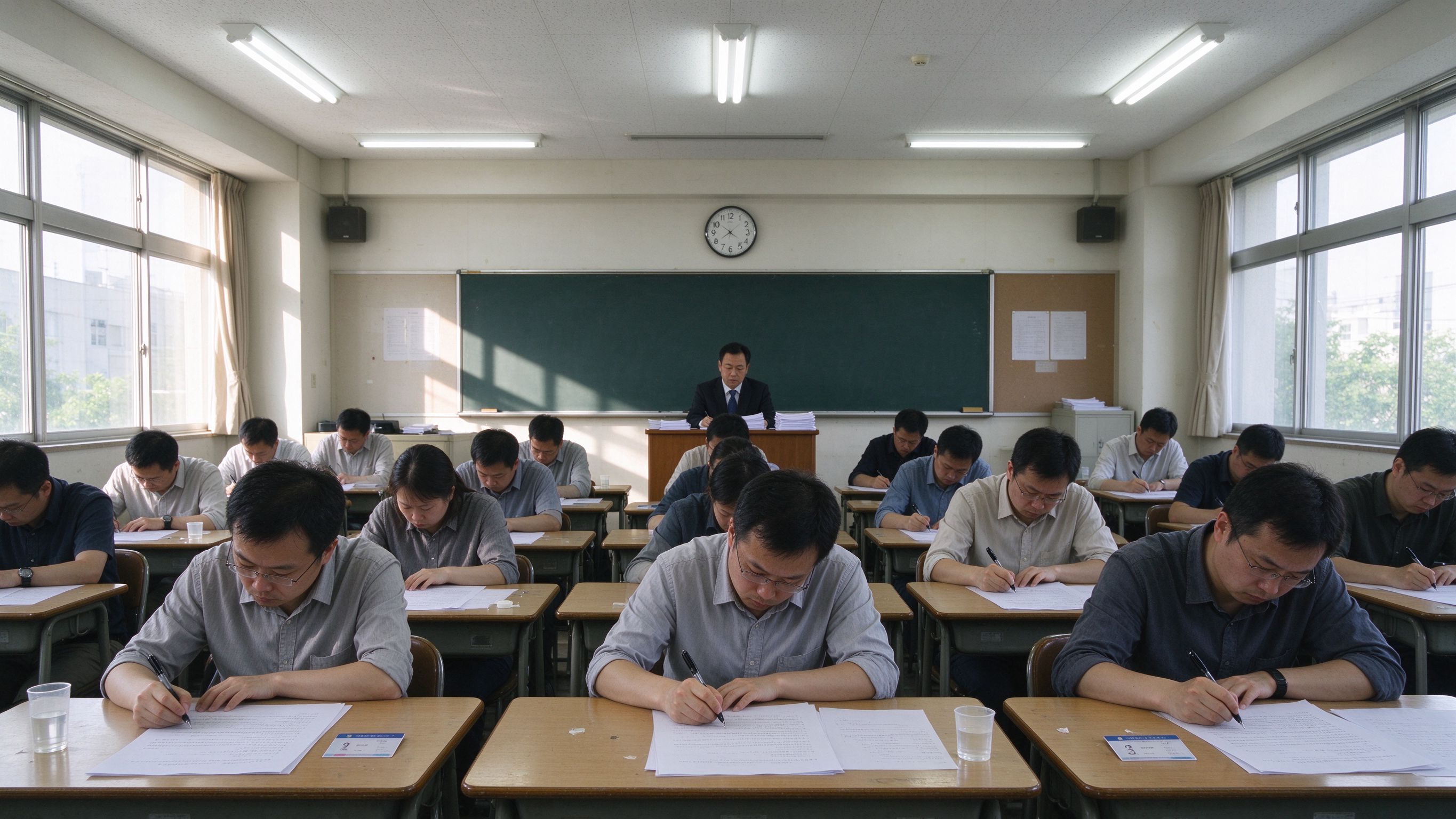 建筑职业资格考试笔试考场考生伏案答题